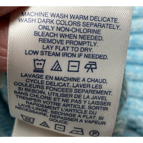 Lands End Drifter Cable-Knit Sweater Womens L/P Heathered Aqua Cotton Coastal - Picture 5 of 8